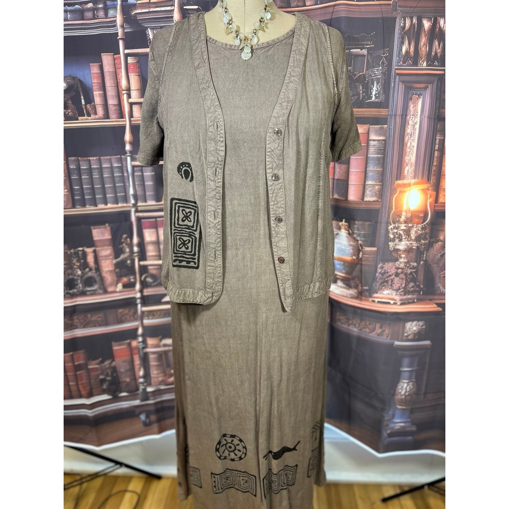 Vintage Country Wear Casuals 2pc Maxi Dress & Vest Set – Size Large‎